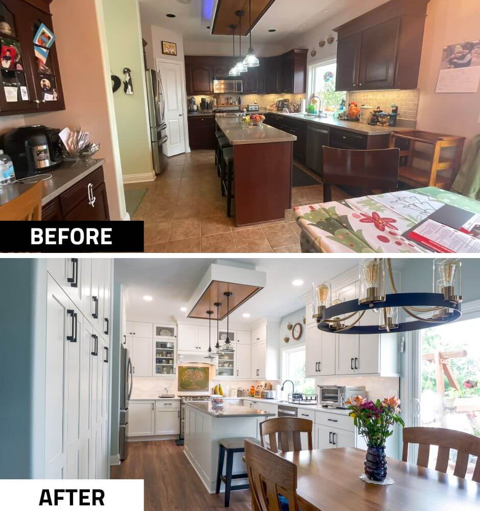 before and after of Grand Ledge kitchen remodel