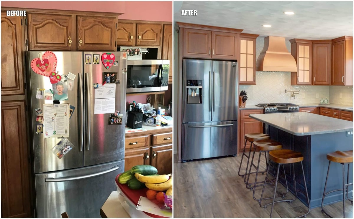 before and after kitchen remodel transformation by Odd Fellows Contracting in Grand Ledge, MI