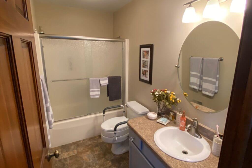 original bathroom layout before remodel by Odd Fellows Contracting in East Lansing, MI