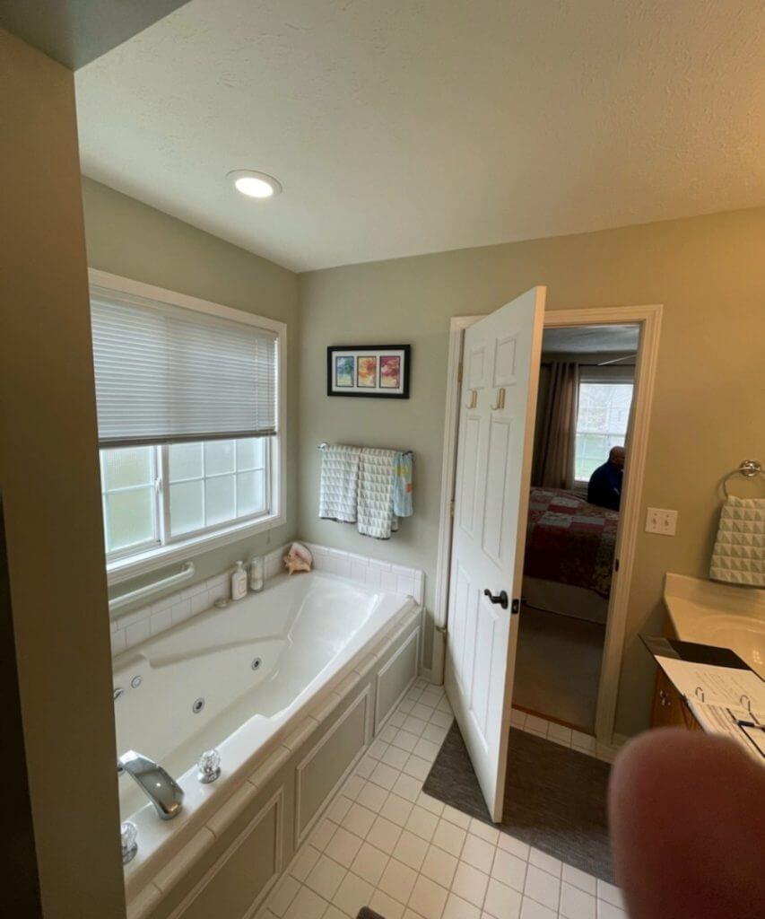 original bathroom layout before bathroom and laundry update by Odd Fellows Contracting in Dewitt, MI