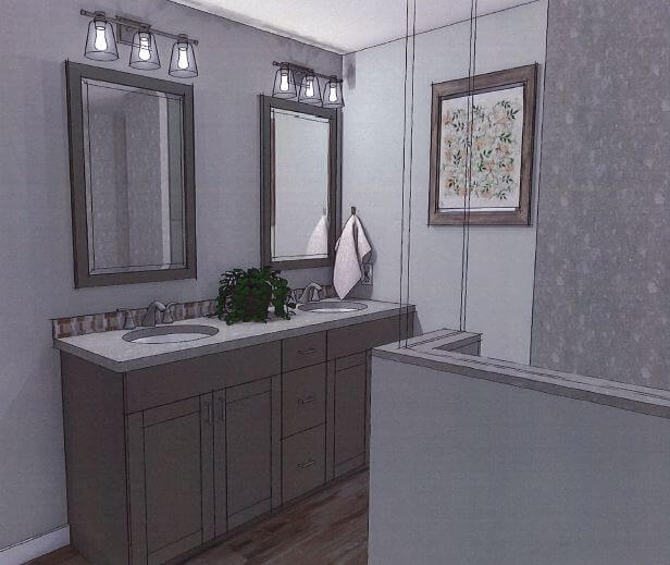 3D design concept for bathroom renovation by Odd Fellows Contracting in Laingsburg, MI