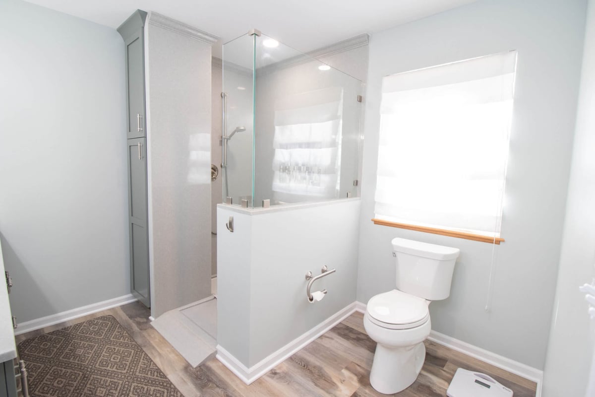 custom walk-in shower with built-in niche by Odd Fellows Contracting in Laingsburg, MI bathroom remodel