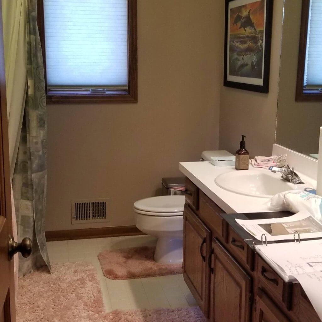 Existing bathroom layout before renovation by Odd Fellows Contracting in Okemos, MI