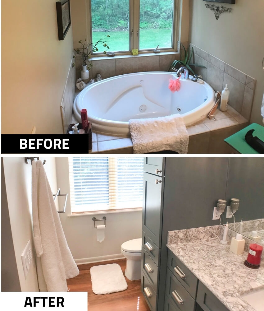 Owosso MI bathroom remodel by Odd Fellows Contracting highlighting updated tub area and design