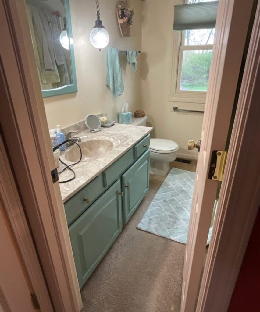 residential bathroom before remodeling project by Odd Fellows Contracting in Williamston MI