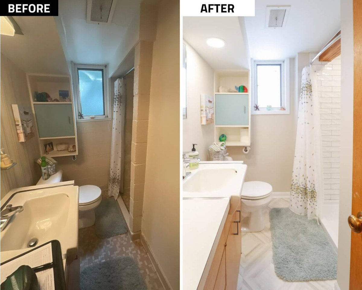 Frandor Lansing basement bathroom remodel by Odd Fellows Contracting