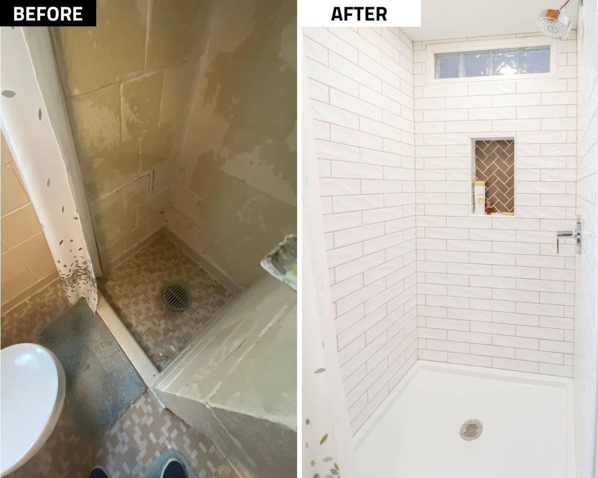 Frandor Lansing basement bathroom remodel by Odd Fellows Contracting