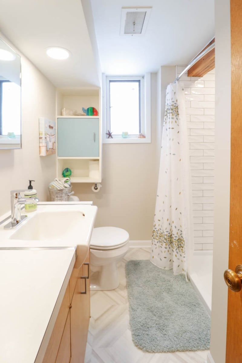 Frandor Lansing basement bathroom remodel by Odd Fellows Contracting