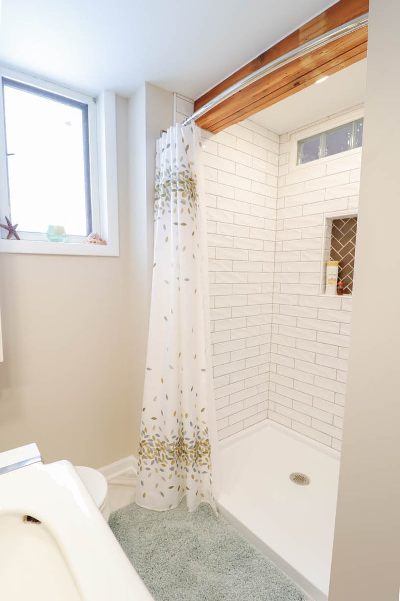 Frandor Lansing basement bathroom remodel by Odd Fellows Contracting