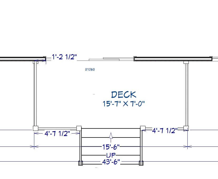 deck layout plan showing dimensions and stair placement for Lansing, MI project