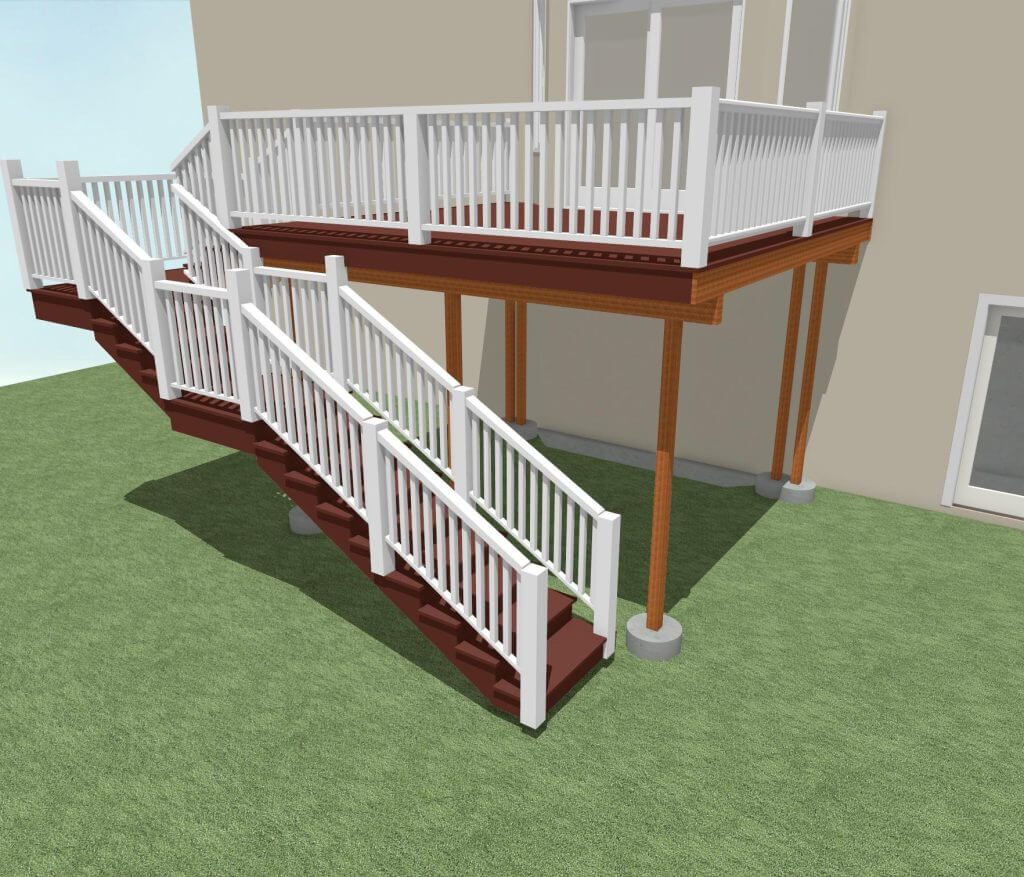 3D deck renovation design rendering by Odd Fellows Contracting in Holt MI