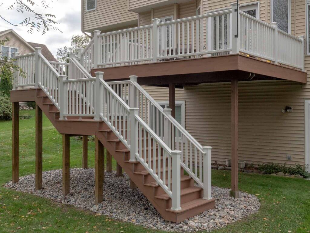 completed deck remodel with composite decking by Odd Fellows Contracting in Holt Michigan