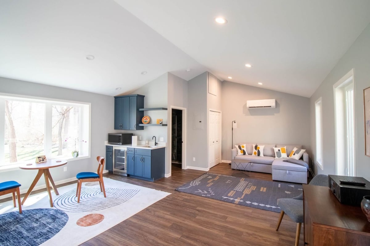 newly converted garage interior living space by Odd Fellows Contracting in Okemos, MI