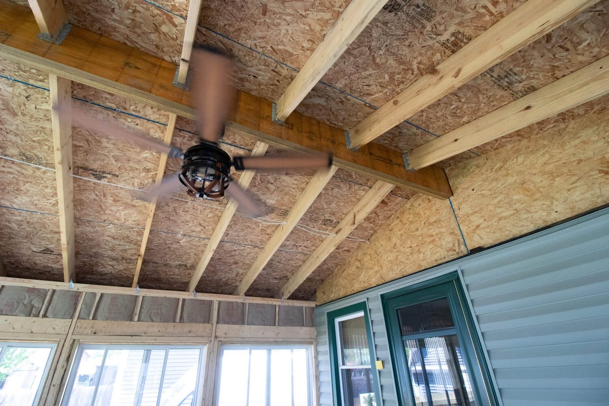 structural roof framing for three seasons room addition by Odd Fellows Contracting in Holt, MI