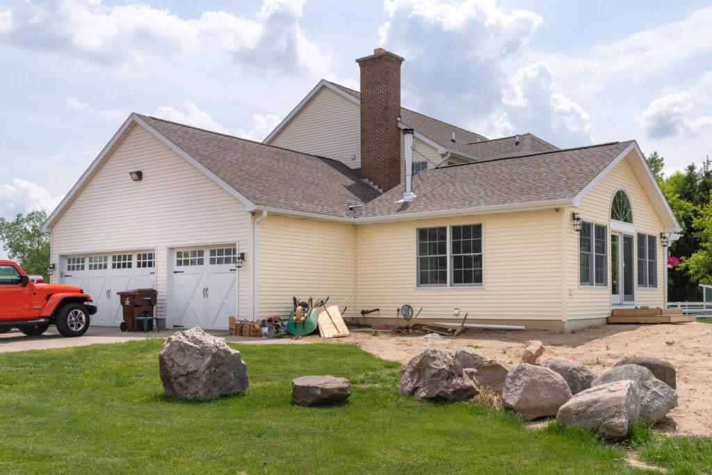 rear exterior view of new family room addition built by Odd Fellows Contracting Williamston MI