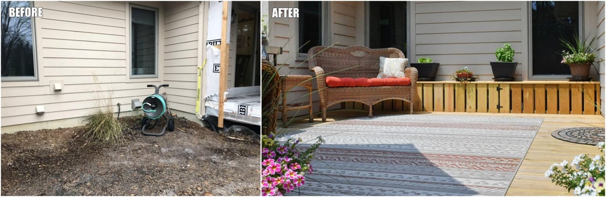 before and after backyard deck addition by Odd Fellows Contracting in Okemos, MI