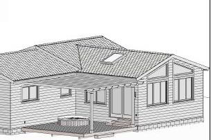 Architectural rendering showing home addition layout and window design in Lansing MI