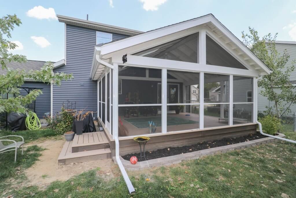 sunroom exterior rear view by Odd Fellows Contracting on Cataline Drive, MI