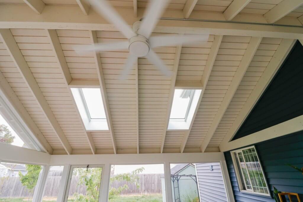vaulted sunroom ceiling detail by Odd Fellows Contracting in Cataline Drive, MI