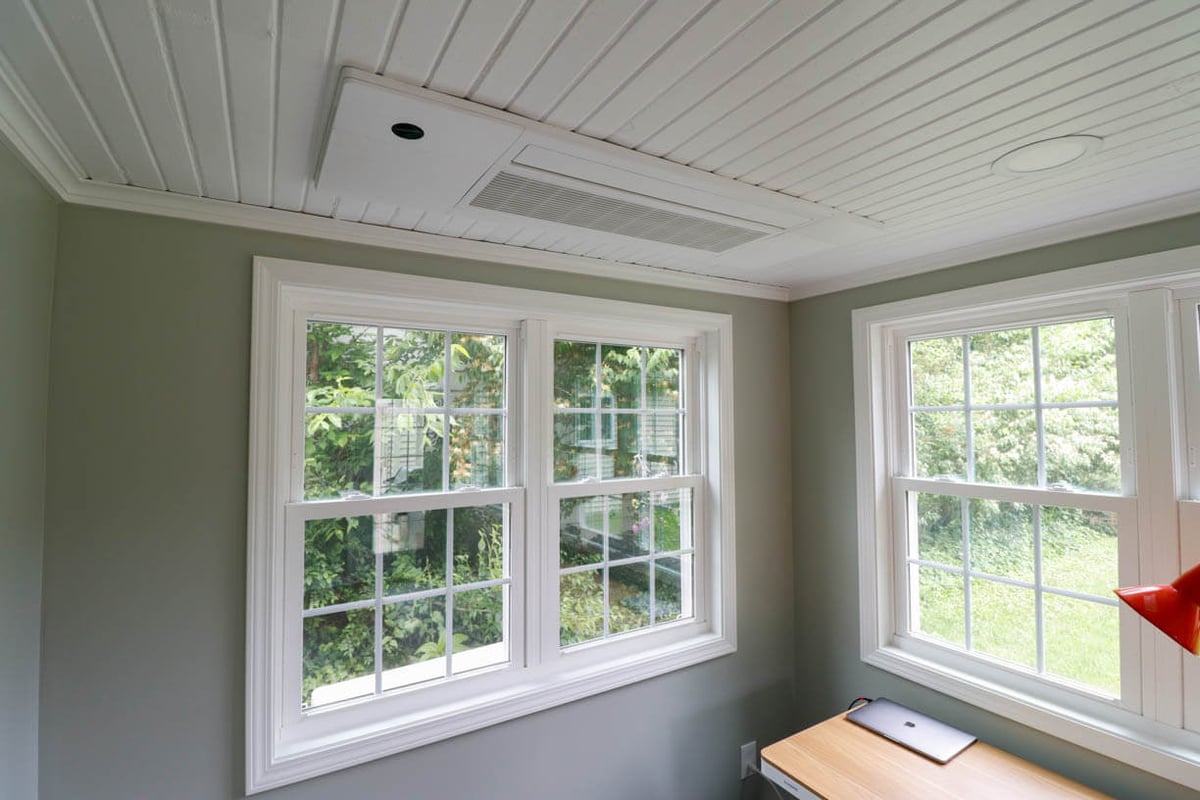 Close-up of sunroom windows in Orchard-Street, MI installed by Odd Fellows Contracting.