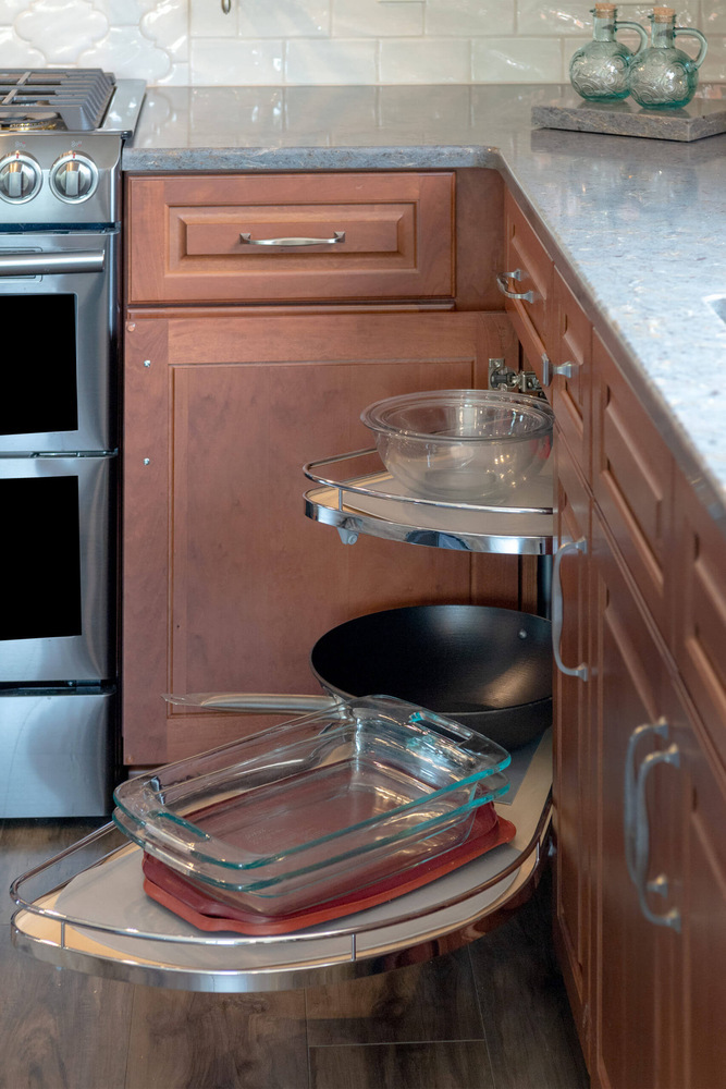 corner cabinet pull out storage from kitchen remodel by Odd Fellows Contracting in Grand Ledge, MI