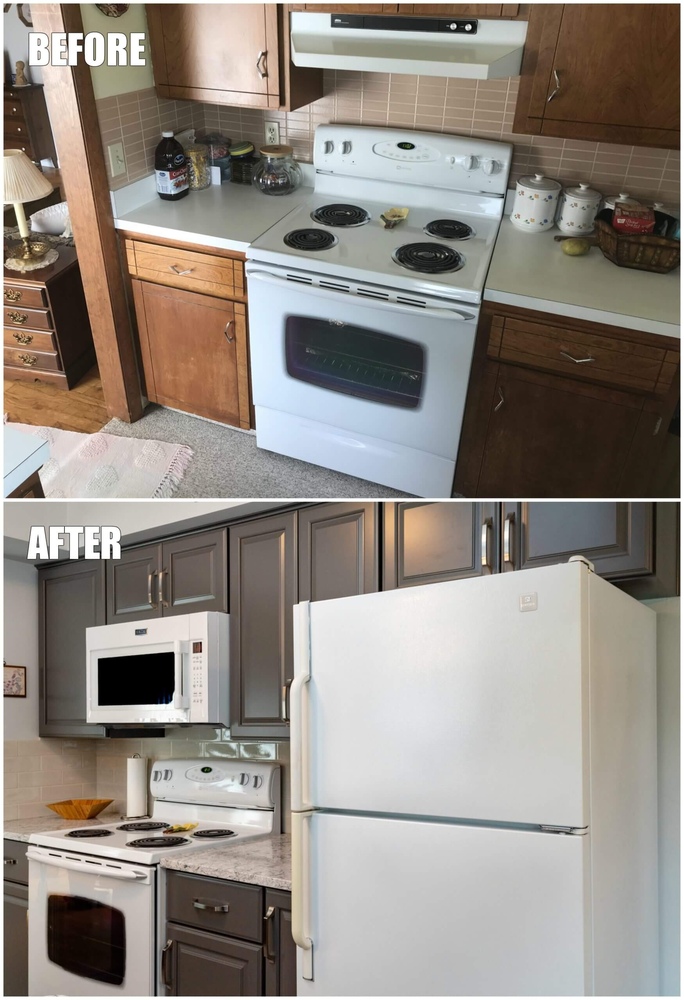 before and after kitchen stove area remodel by Odd Fellows Contracting in Lansing, MI