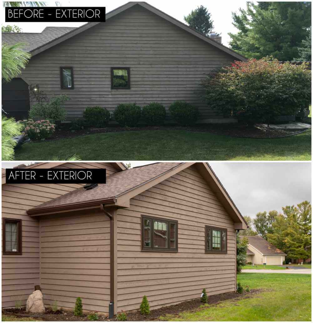 home exterior renovation before and after by Odd Fellows Contracting in East Lansing MI