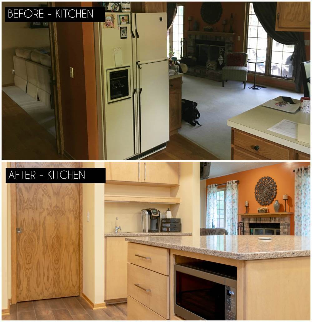 kitchen remodel before and after transformation by Odd Fellows Contracting in East Lansing MI