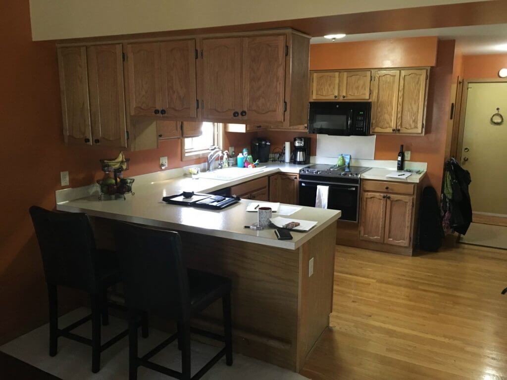 old kitchen interior before remodel project by Odd Fellows Contracting in East Lansing Michigan