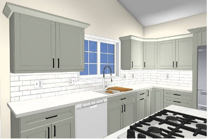 3D kitchen design concept by Odd Fellows Contracting in Candlewood Estates, MI showcasing updated cabinetry and countertops