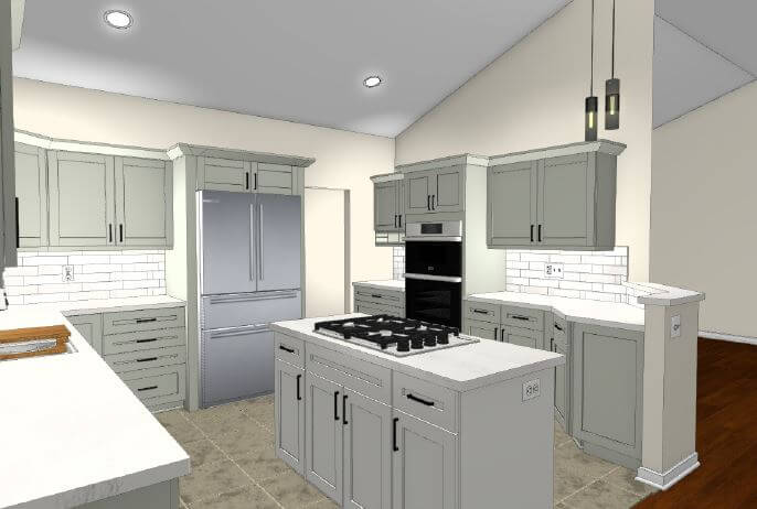 3D kitchen renovation plan by Odd Fellows Contracting in Candlewood Estates, MI with modern layout