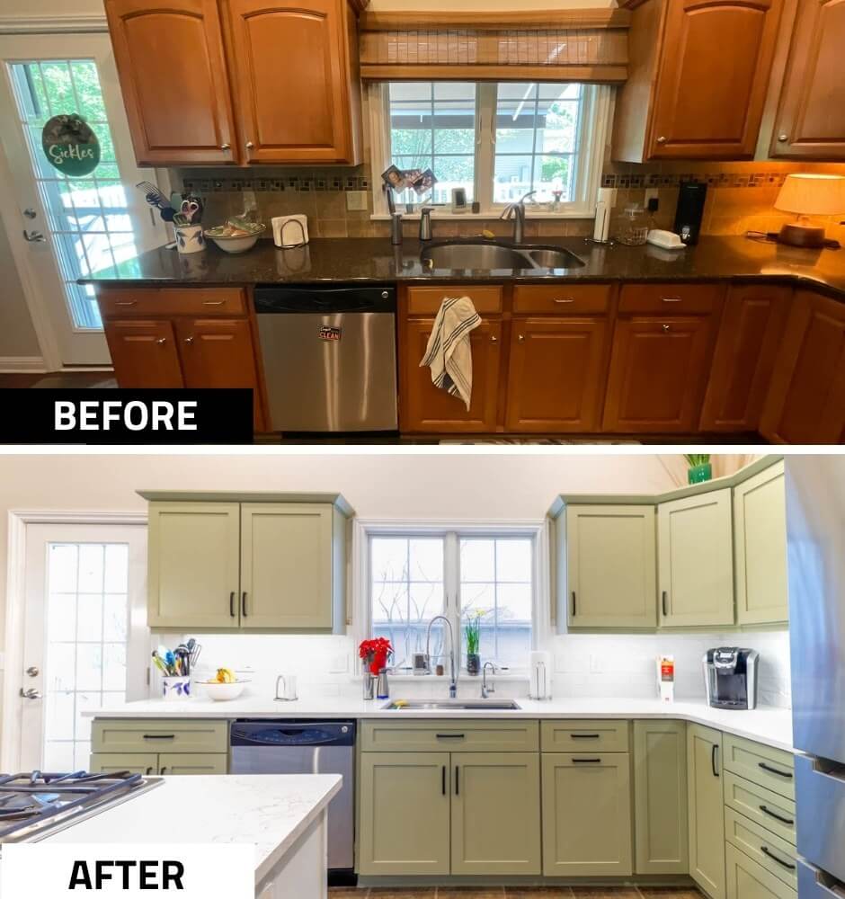 before and after kitchen remodel by Odd Fellows Contracting in Candlewood Estates, MI showing full transformation