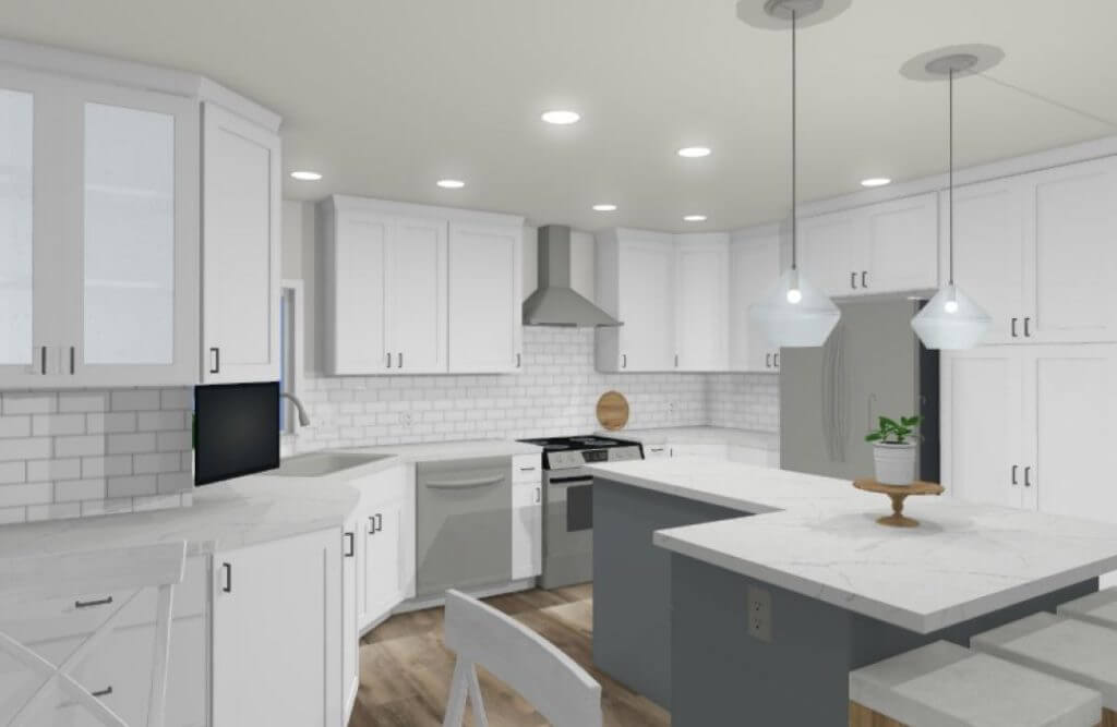3D kitchen design concept by Odd Fellows Contracting in Walmar Estates, MI showcasing updated layout