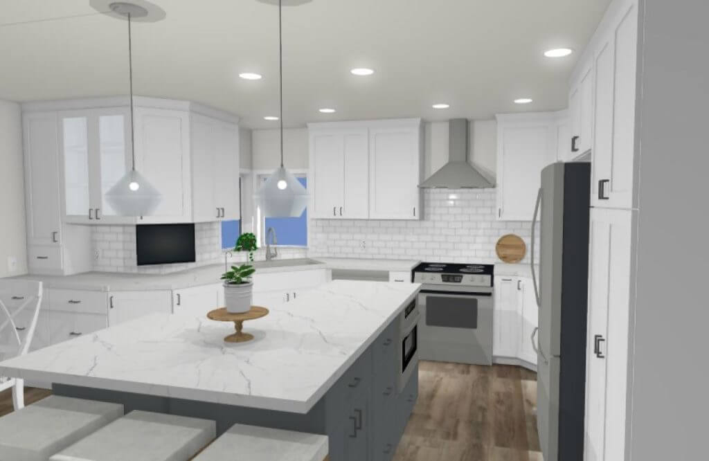 3D visualization of kitchen remodel by Odd Fellows Contracting in Walmar Estates, MI