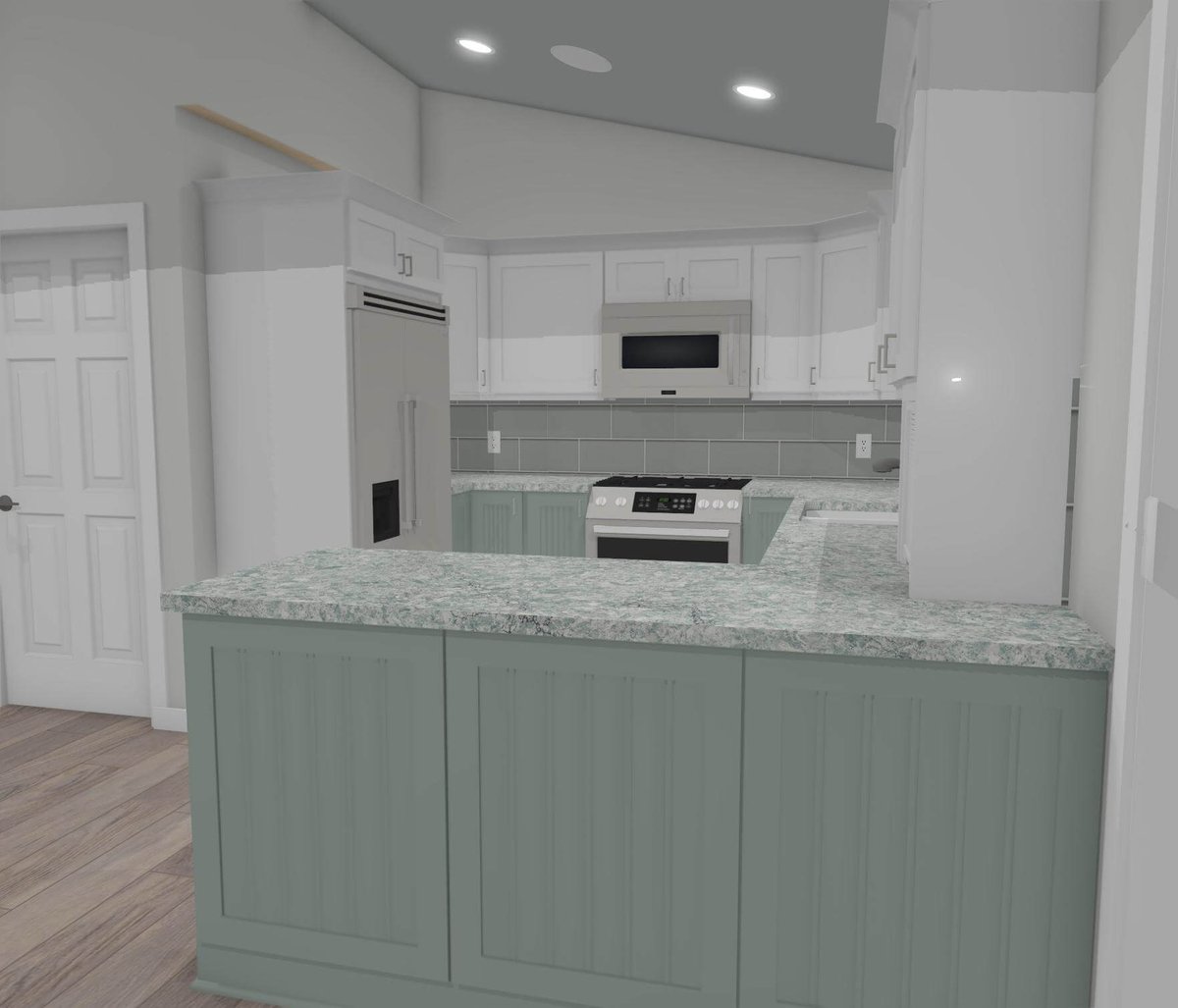 3D visualization of kitchen remodel layout in Williamston, MI by Odd Fellows Contracting