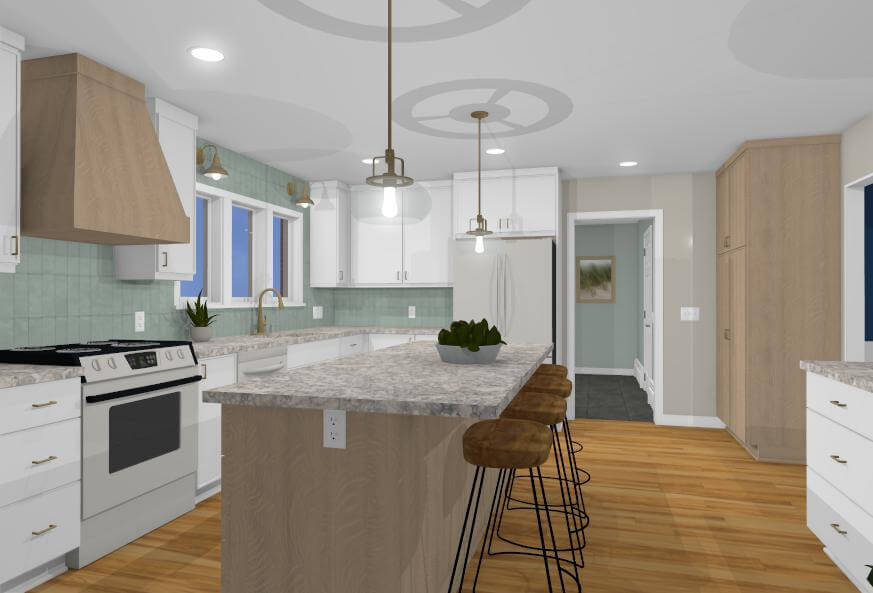 3D kitchen renovation concept by Odd Fellows Contracting in Okemos, MI