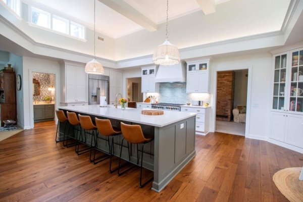completed kitchen remodel by Odd Fellows Contracting in Okemos, MI with oversized island