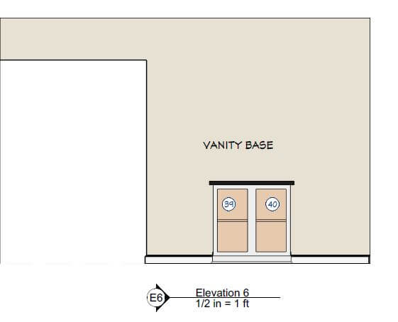 kitchen remodel rendering by Odd Fellows Contracting in Williamston, MI featuring vanity base and cabinet elevations