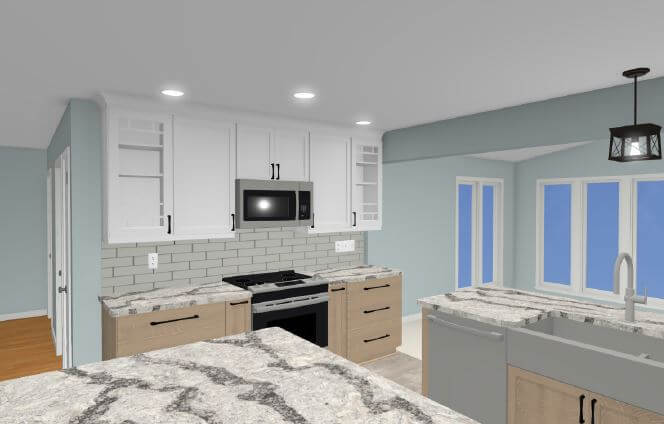 3D kitchen rendering for Odd Fellows Contracting remodel project in Owosso, MI