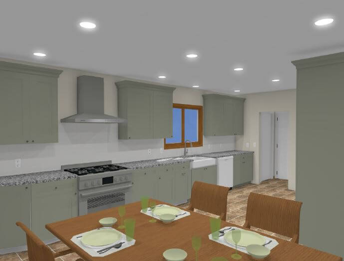 3D kitchen renovation plan by Odd Fellows Contracting in Holt Four Seasons, MI showcasing cabinet configuration