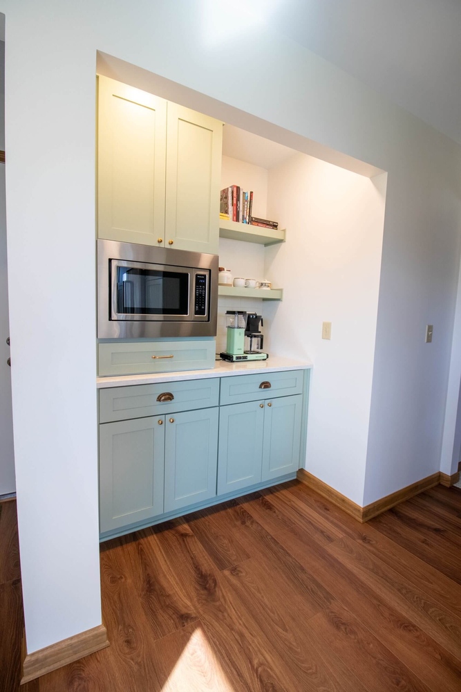 custom built in coffee station from kitchen remodel by Odd Fellows Contracting in Holt Four Seasons, MI