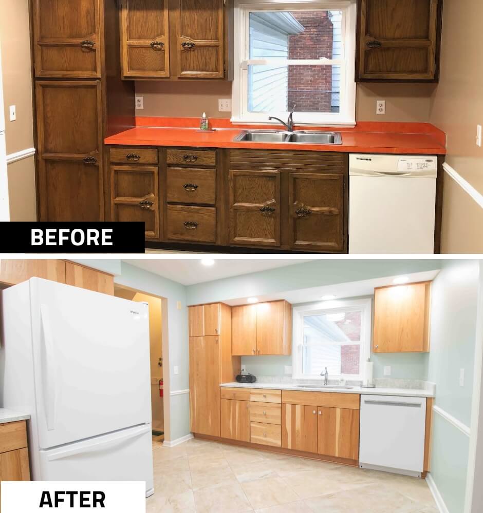 Bright kitchen renovation with new cabinetry and countertops by Odd Fellows Contracting in Lansing, MI