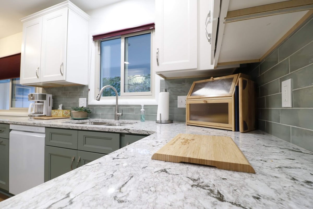remodeled kitchen countertop detail in Tacoma Hills, MI by Odd Fellows Contracting