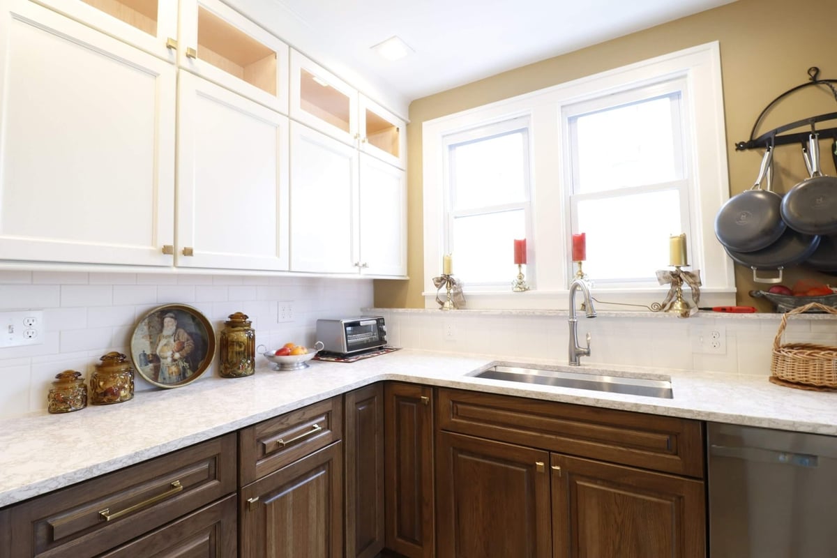 Kitchen remodel in Lansing Westside MI by Odd Fellows Contracting with upgraded sink, cabinetry, and backsplash