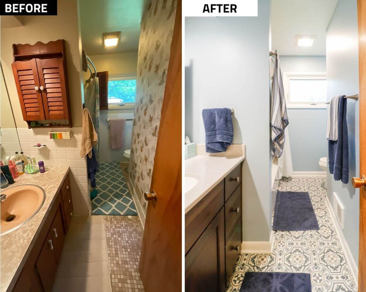 before and after custom home bathroom remodel by Odd Fellows Contracting in Cornell Okemos, MI
