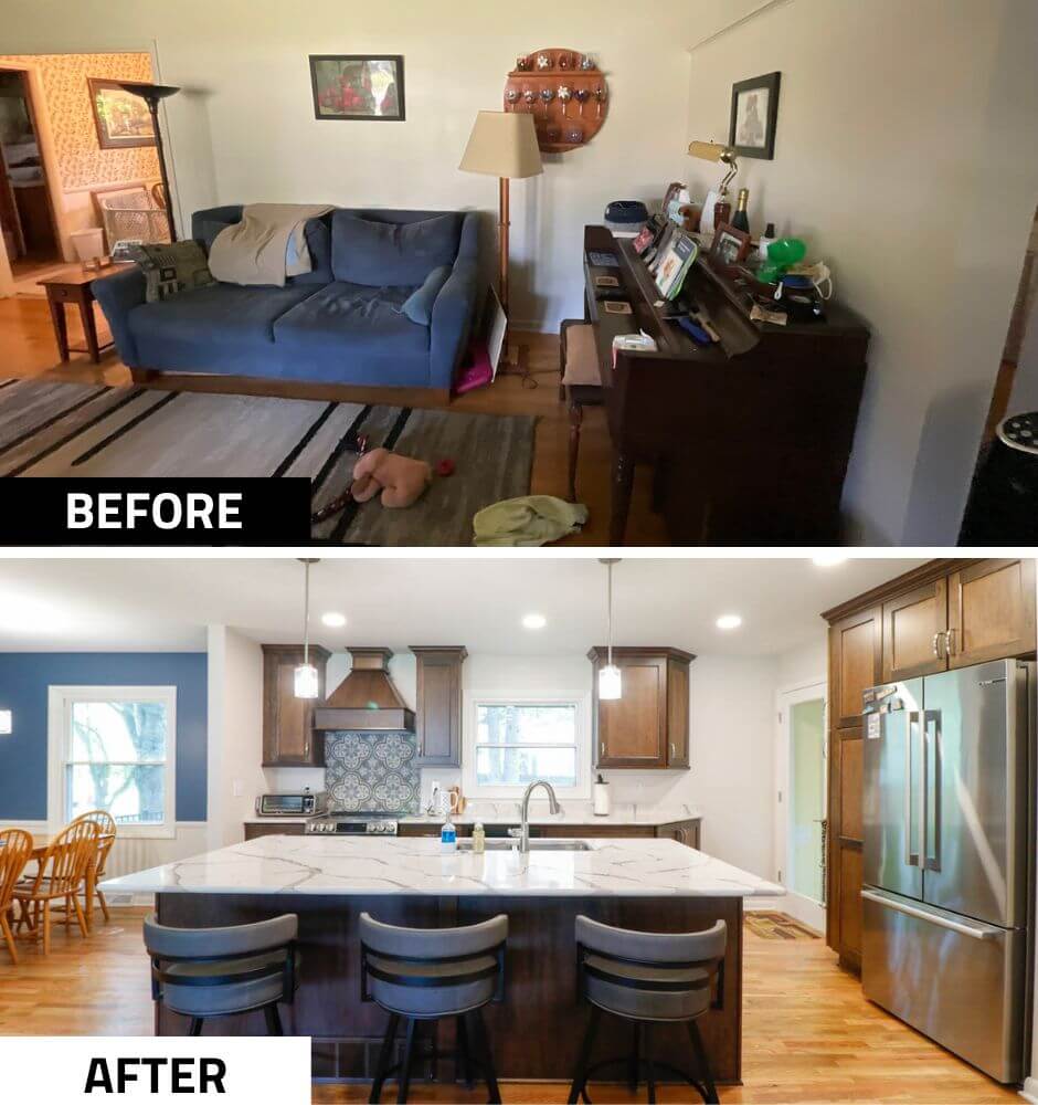 dated dining area before custom home renovation by Odd Fellows Contracting in Cornell Okemos, MI