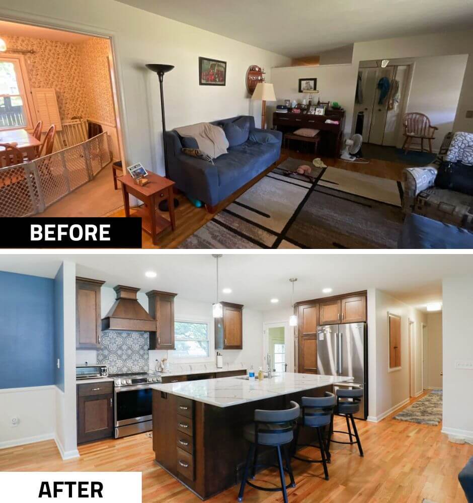 original living space before custom home build by Odd Fellows Contracting in Cornell Okemos, MI