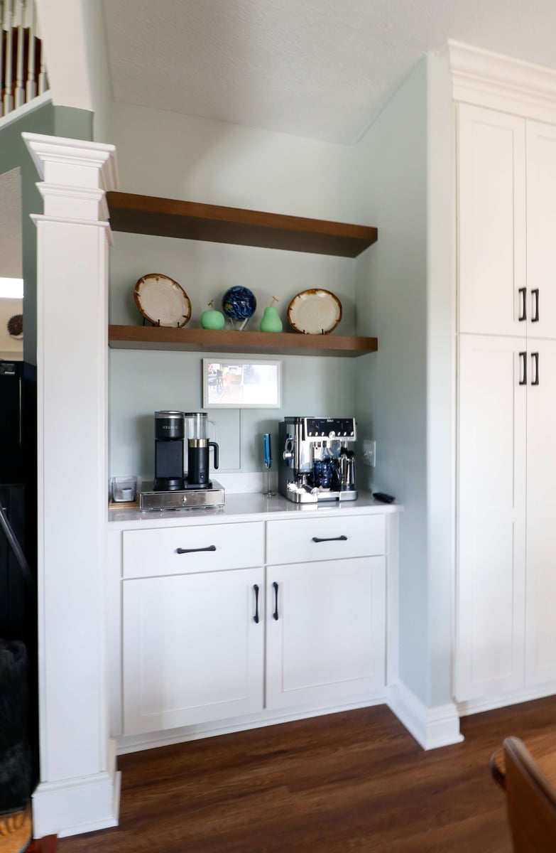 added coffee station in Grand Ledge kitchen remodel